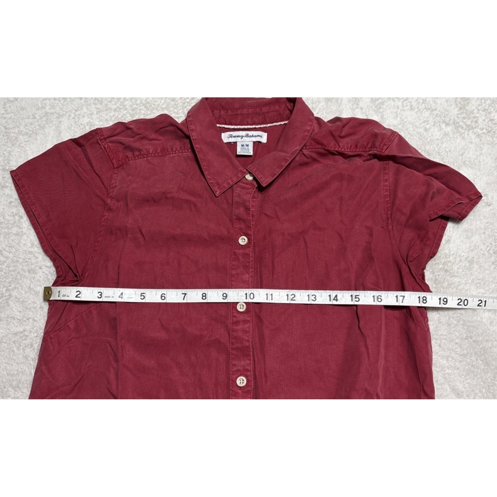 Tommy Bahama Maxi Shirt Dress Womens Medium Red Lyocell Cap Sleeve Button Front - Picture 6 of 9